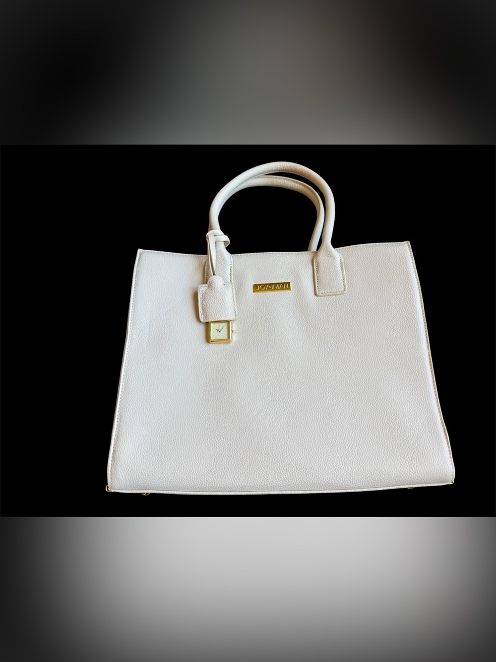 Joy & Iman Ivory Leather Tote handbag Hollywood Glamour NWT Large! White